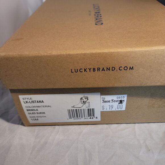 LUCKY BRAND Listana Bootie Peep Toe Size 10 M. Oiled Suede heels Winter wear NEW - Picture 2 of 3